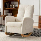 Upholstered Rocking Chair with High Back and Side Pocket