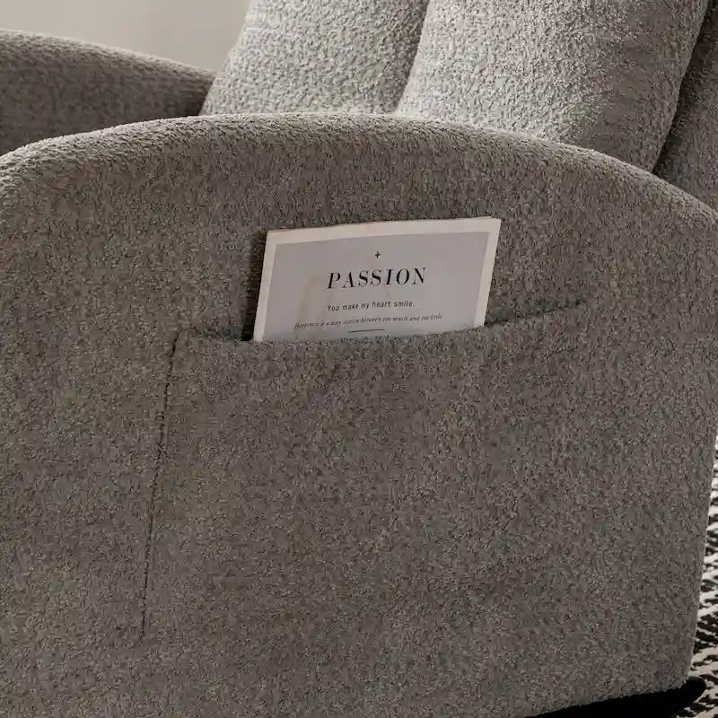 Upholstered Rocking Chair with High Back and Side Pocket