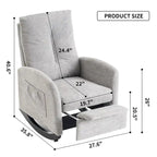 Upholstered Rocking Chair with High Back and Side Pocket