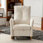 Upholstered Rocking Chair with High Back and Side Pocket
