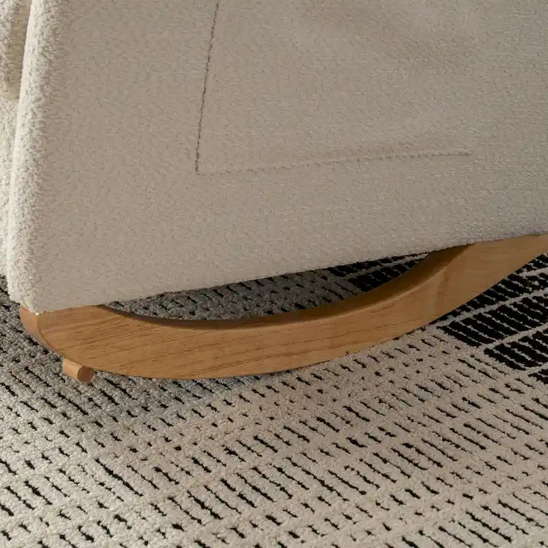 Upholstered Rocking Chair with High Back and Side Pocket