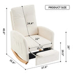Upholstered Rocking Chair with High Back and Side Pocket