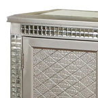 54 Inch Sideboard Buffet Console with Glass Top, Mirror Accents, Champagne Finish