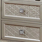 54 Inch Sideboard Buffet Console with Glass Top, Mirror Accents, Champagne Finish