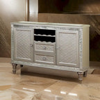 54 Inch Sideboard Buffet Console with Glass Top, Mirror Accents, Champagne Finish